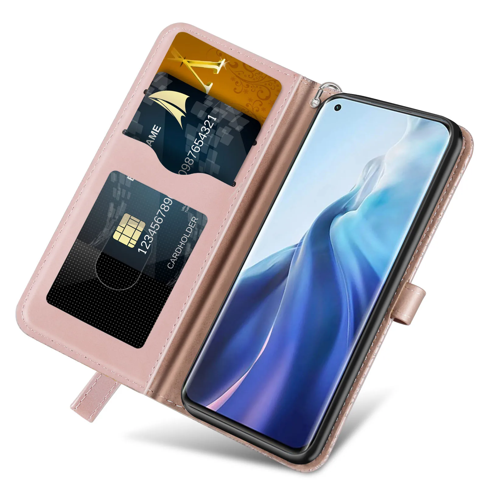 Für xiaomi 11/11 lite Fall, Baum des Lebens Ledertasche mit Kartens chlitz, Clam shell Ledertasche