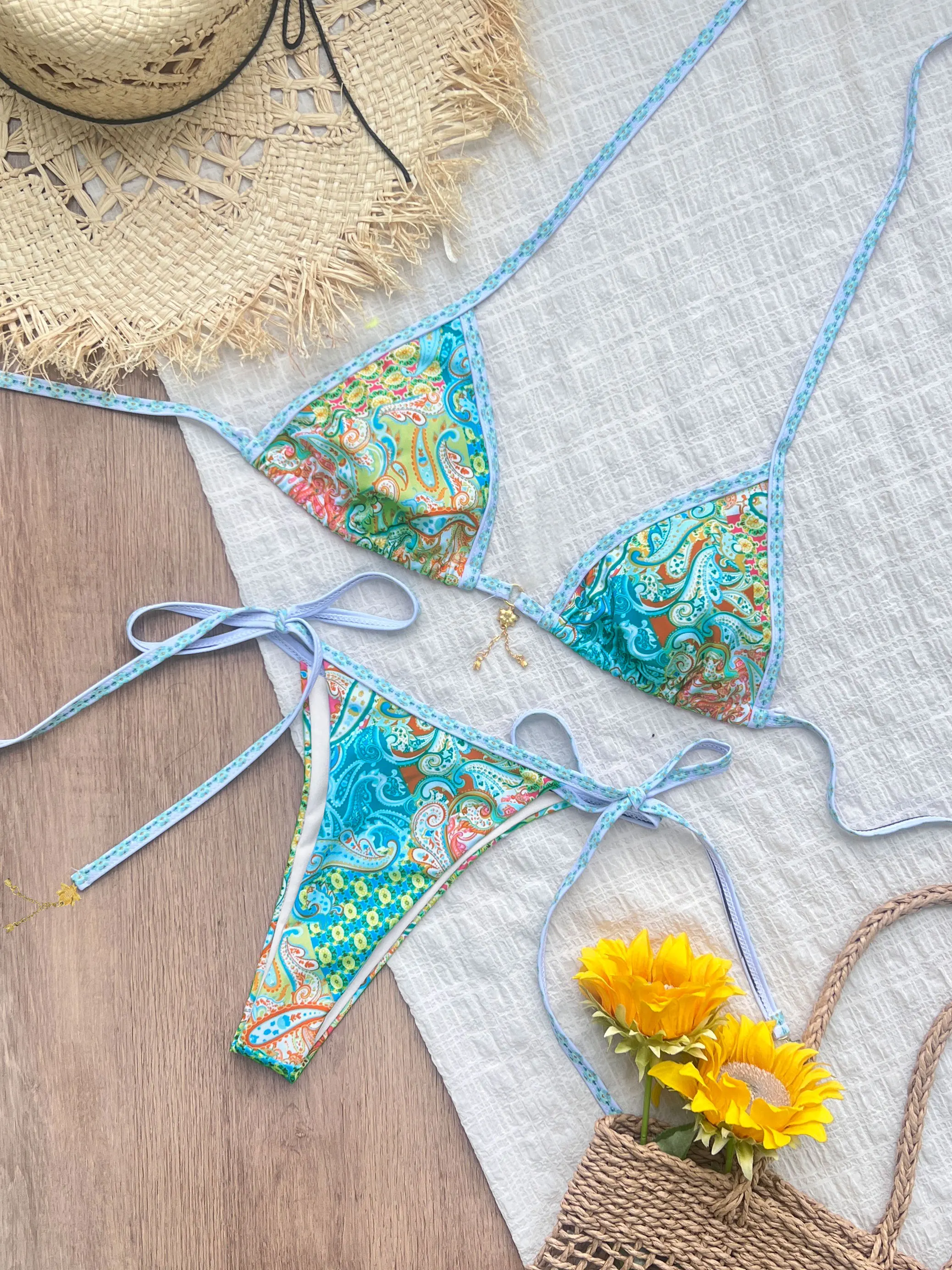 

2025 Style Tassels Trangle Bikini Women Lace Up Swimsuit Sexy Fashion Biquini Lady Swimsuit Bath Suit Female Beachwear Outfits