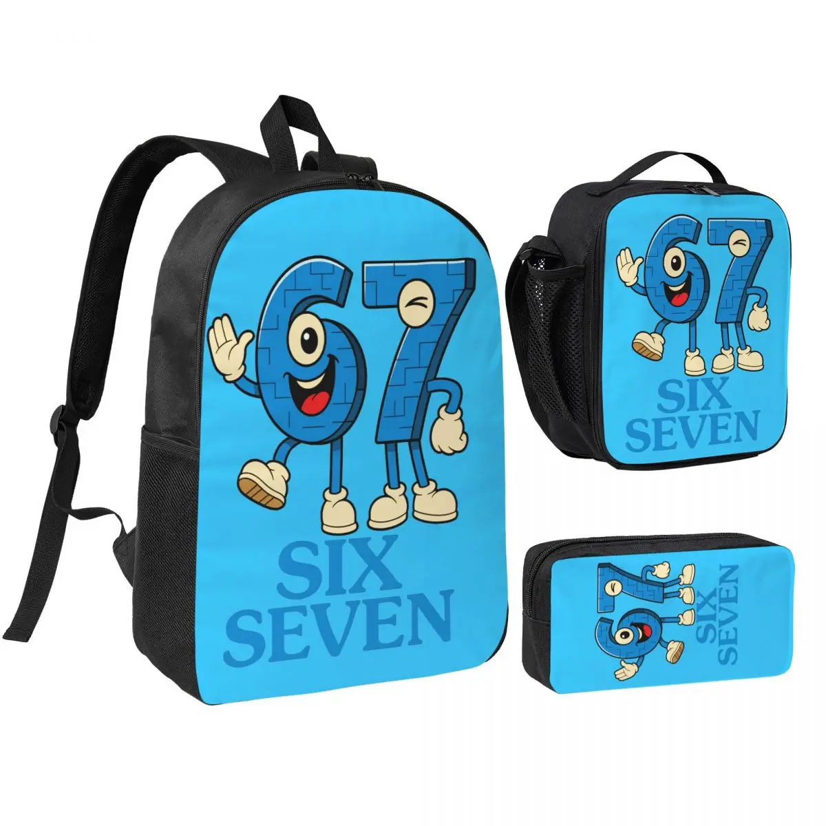 

Bruh Steal A Brainrot 67 Six Seven 3pecs/set Backpack for Teenage Funny Brainrot Meme College Shoulder Bag Lunch bag Pencil Case