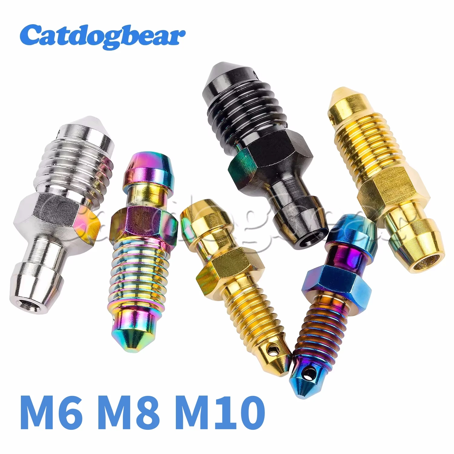 Catdogber 4PCS Titanium Bolt M6 M8 M10 X Ptich1.0/1.25mm Spacing Motorcycle Caliper Oil Drain Bleed Screw Oil Drain Screw