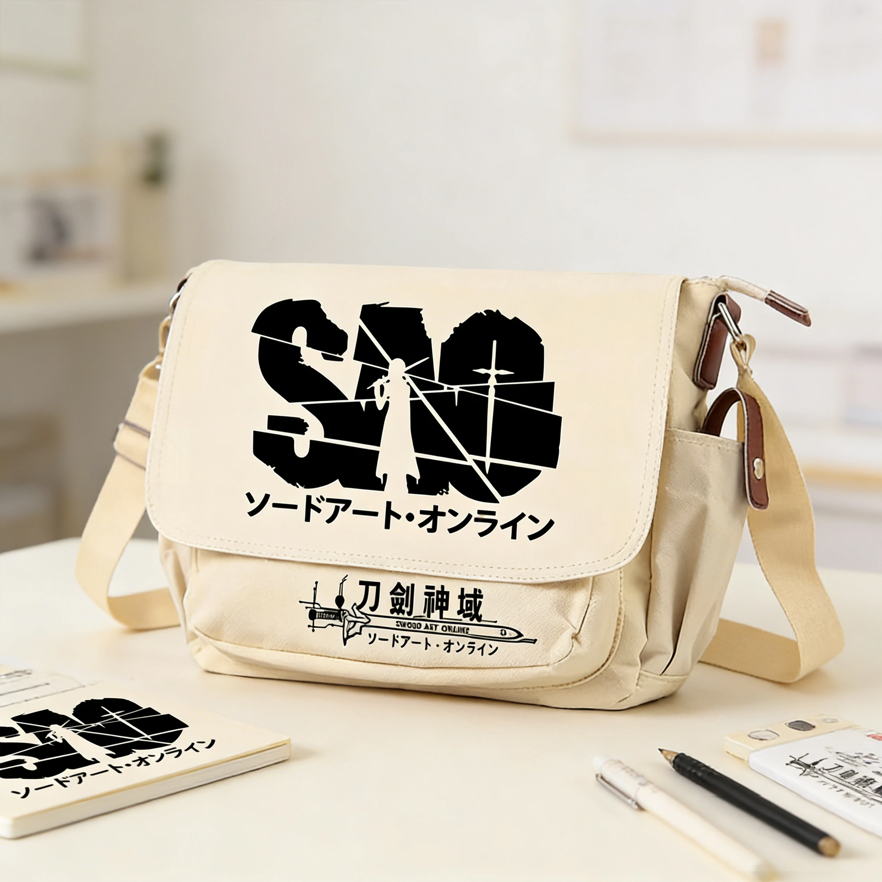 

SAO Sword Art Online Anime Bookbag Unisex School Bags Crossbody Bags for Women Cartoon Travel Backpack Oxford Messenger Bags