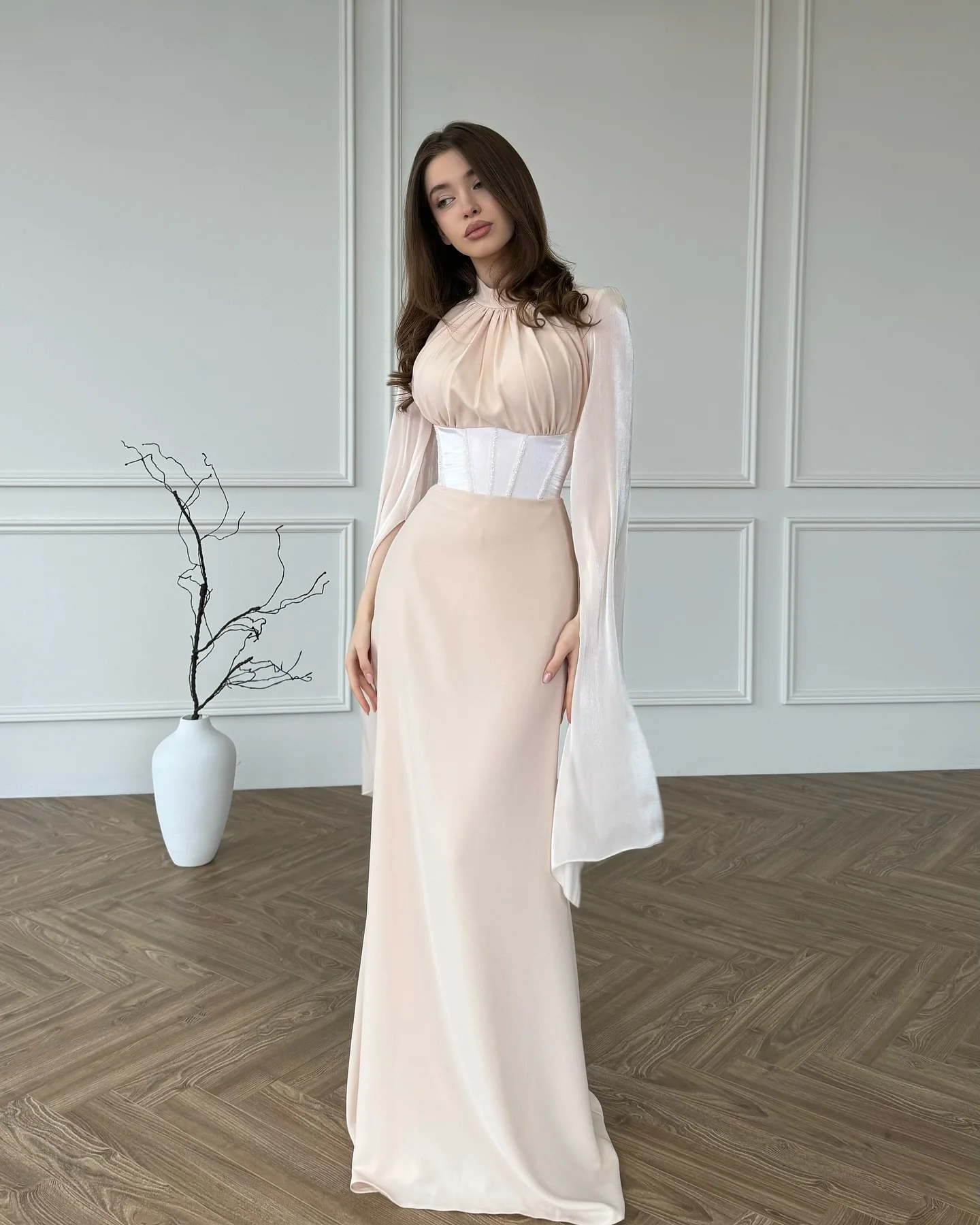 

Customized Fashion Jersey Straight Evening Dresses Half Sleeves Panel Train Bespoke Occasion Gowns Luxury Cocktail Dress