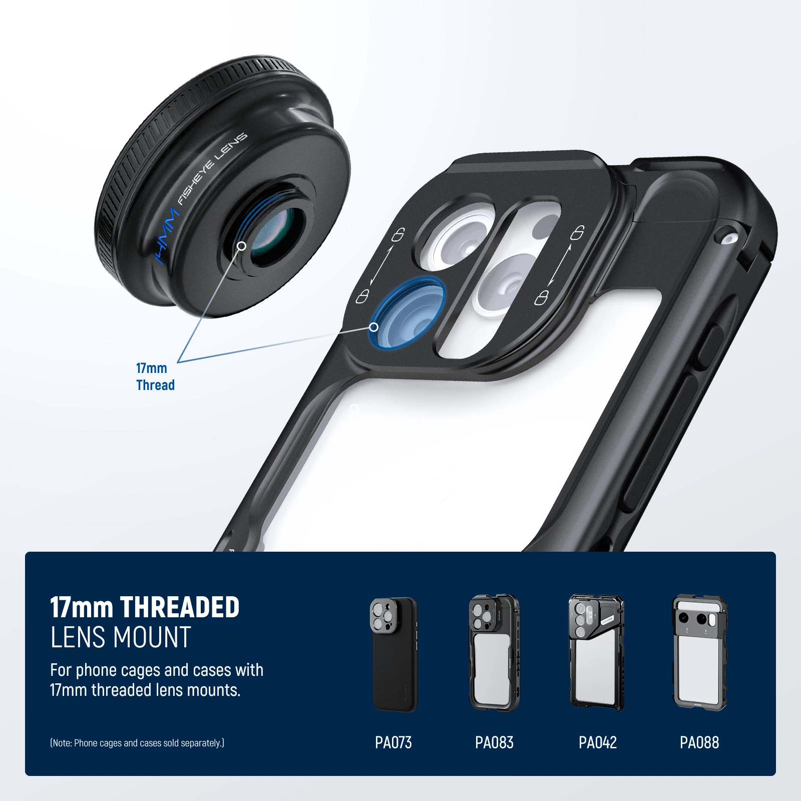 أحدث 170 °   عدسة عين السمكة VR مقاس 14 مم مع مشبك عدسة ملولب 17 مم، رؤية عين السمكة البانورامية لهاتف iPhone 1716 Pro Max Android S25 Ultra