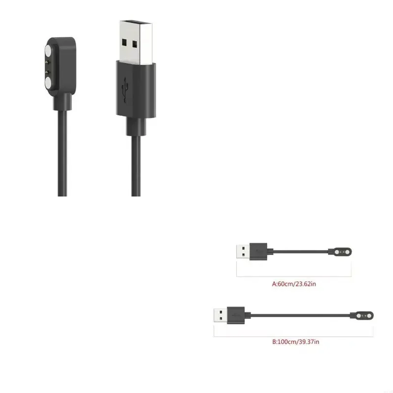 حبل شحن كابل USB قوي باللون الأسود لشحن الساعات الذكية COLMI P71