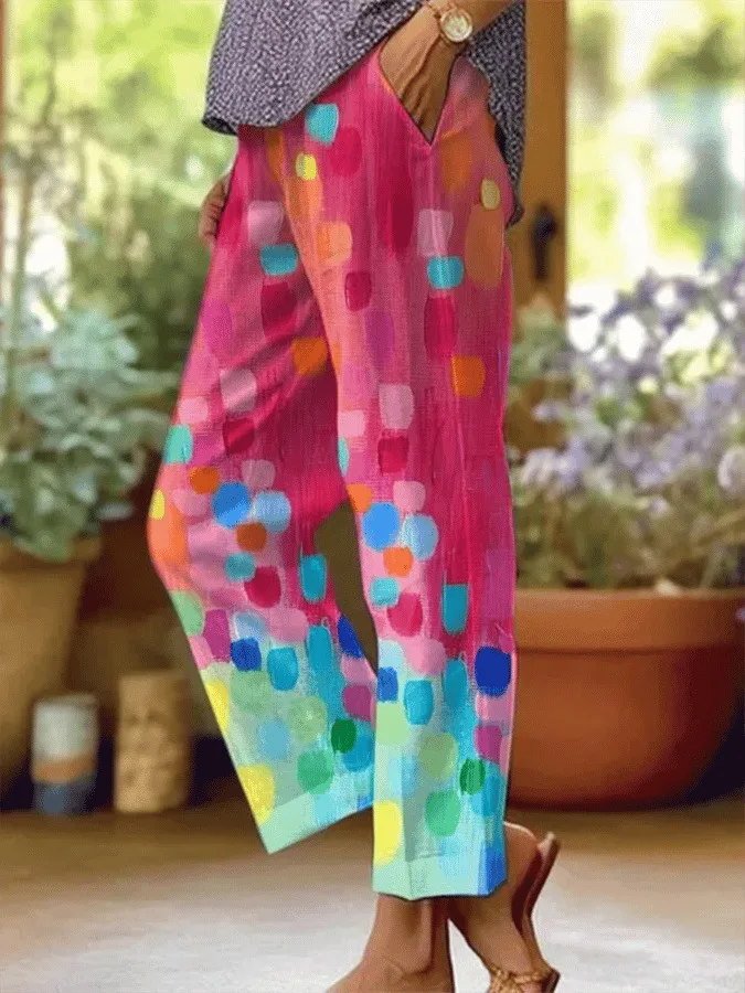 Abbigliamento donna Pantaloni lunghi a gamba larga per donna, vestiti Y2k Vita facile Tasca lunga Stampa Pantaloni da spiaggia alti Pantalones De Mujer