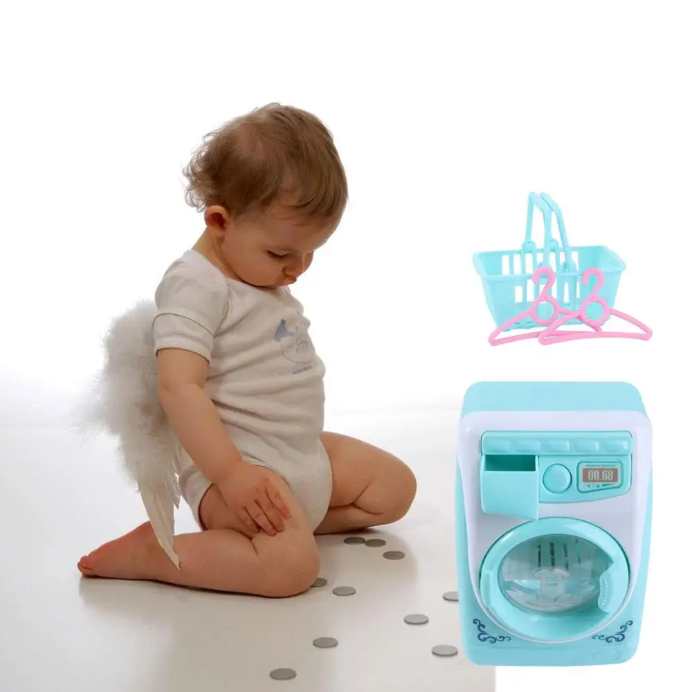 Modelo de maquiagem escova limpador simulação máquina de lavar brinquedos mini máquina de lavar elétrica enchimento água mini móveis