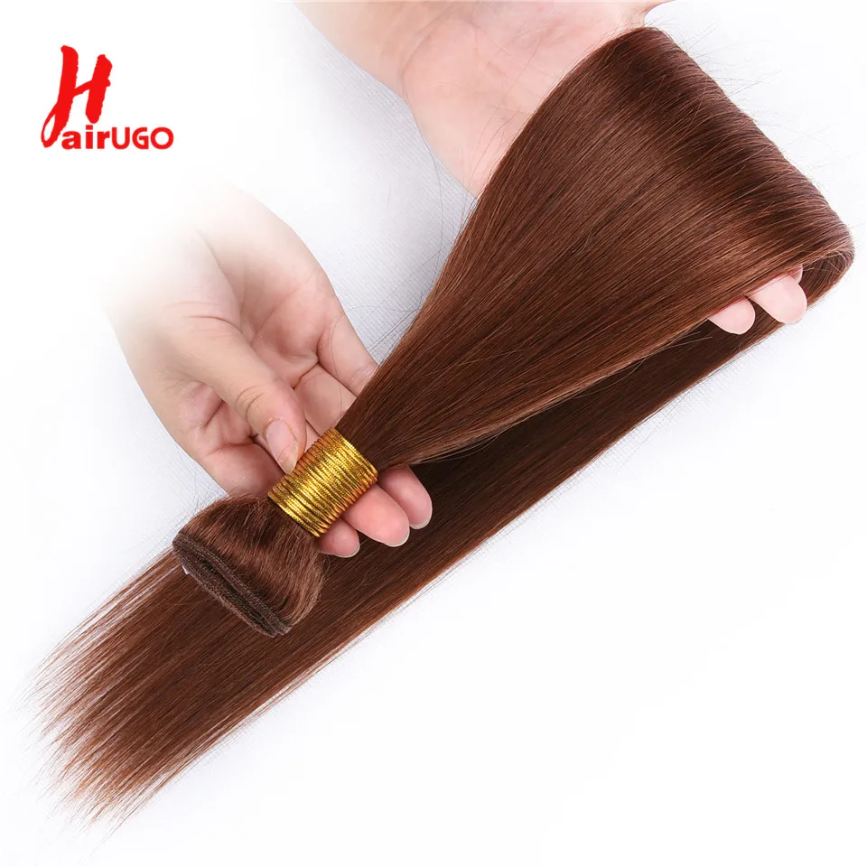 Extensiones de cabello humano Marrón ondulado, mechones de cabello brasileño, marrón, marrón, Remy, 1/2/3, #33