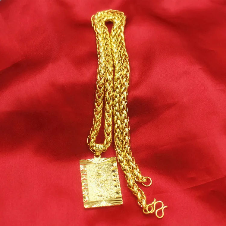 Luxury 24K 9999 Pure Gold real gold Men's Necklace Guanyin Dragon - Image 6