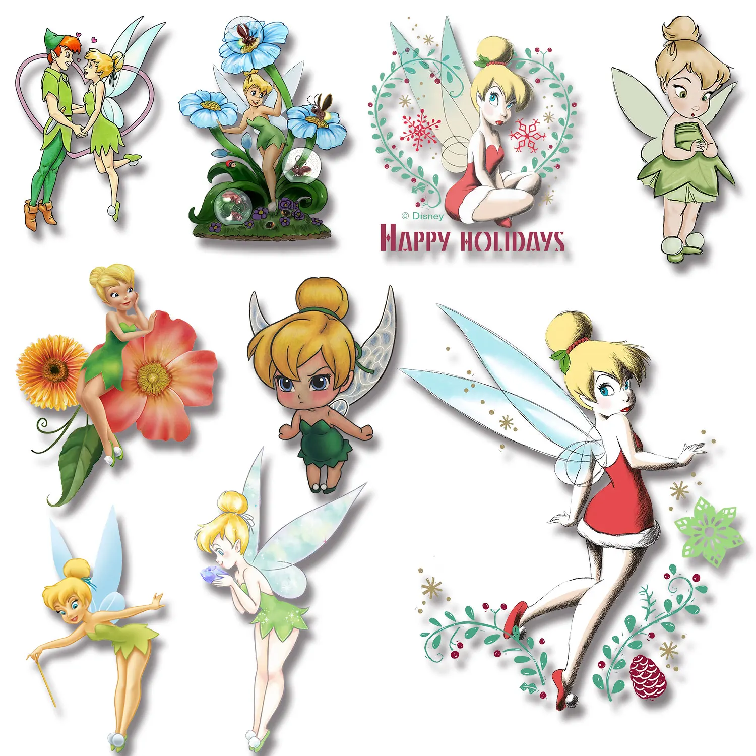 Disney Tinker Bell Cute Cartoon Stickers Iron on Decals Applique for Cloth Durable Strong viscosity DIY Decoration