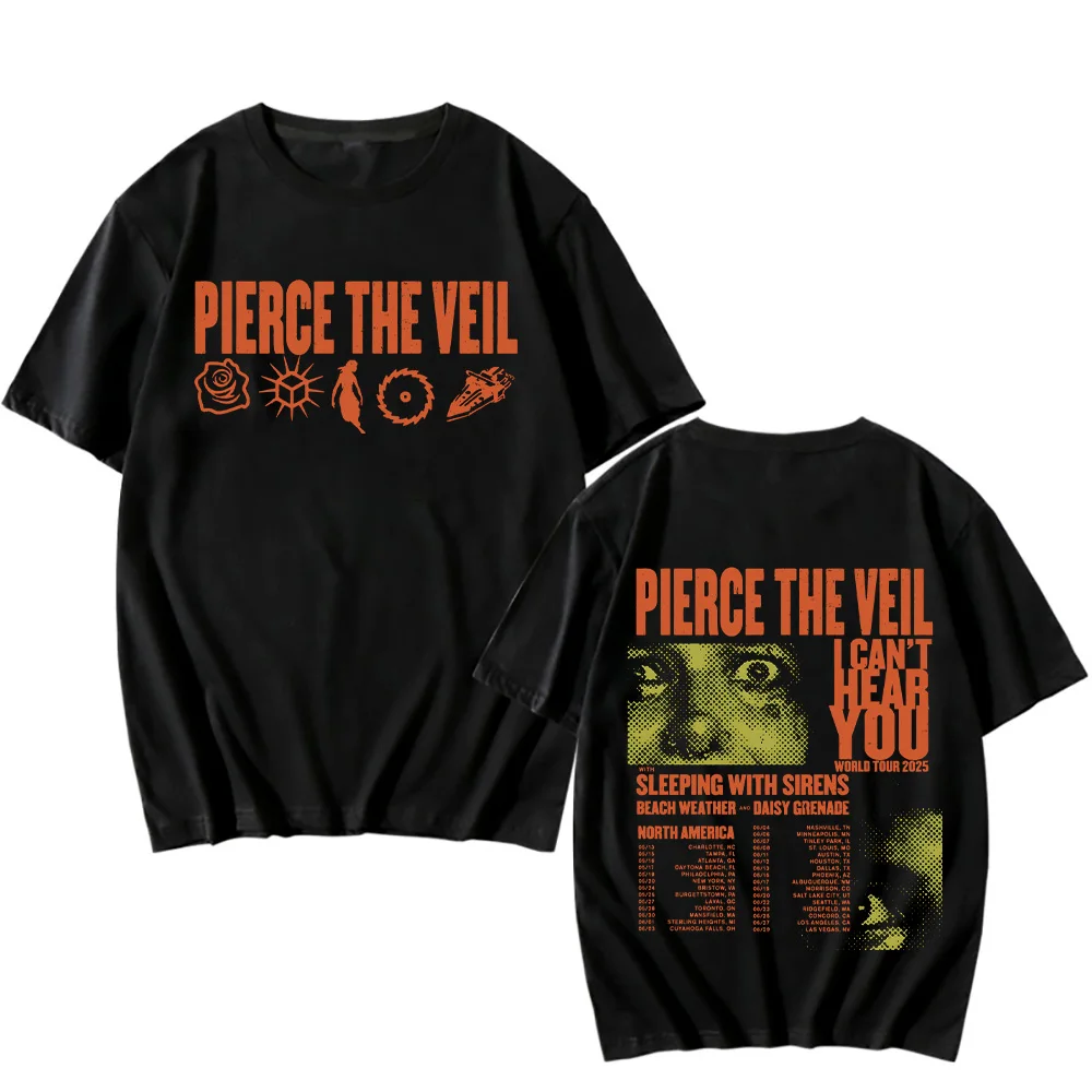 

Футболки Pierce The Veil I Can't Hear You World Tour, хлопковые футболки унисекс с двумя сторонами, мужские и женские музыкальные футболки, топы в стиле рок-группы в стиле панк