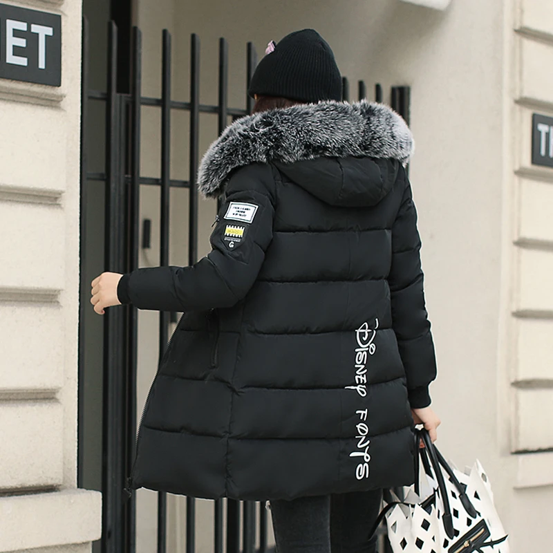 2023 neue Kapuze lose lange Frauen Winter jacke mit Pelz kragen warme dicke Parka Baumwolle gepolsterte weibliche Mode Damen mantel Parkas