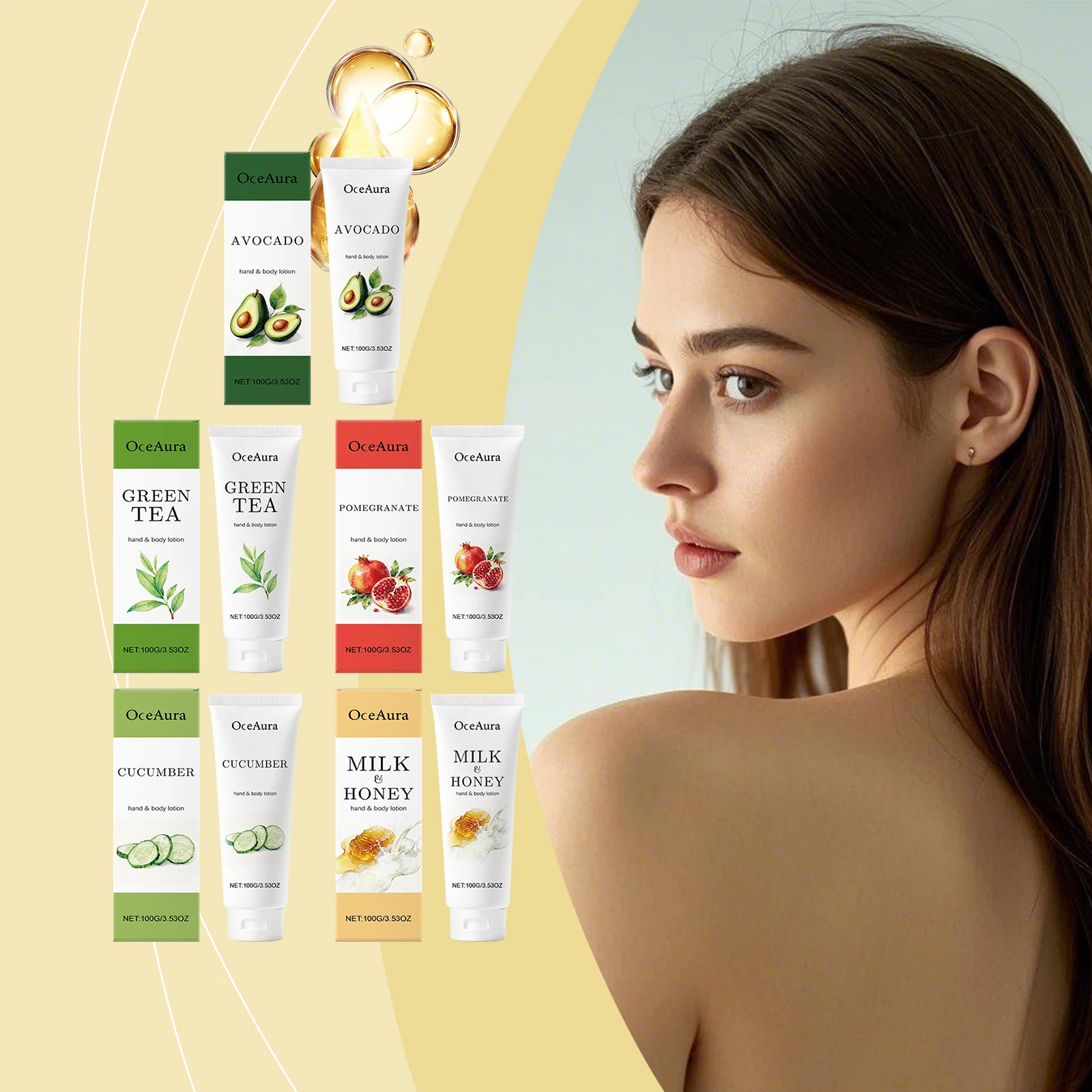 الشاي الأخضر غسول اليد والجسم ترطيب مرونة البشرة تعزيز السلس غير دهني حمض الهيالورونيك نيكوتيناميد الأفوكادو كريم #1