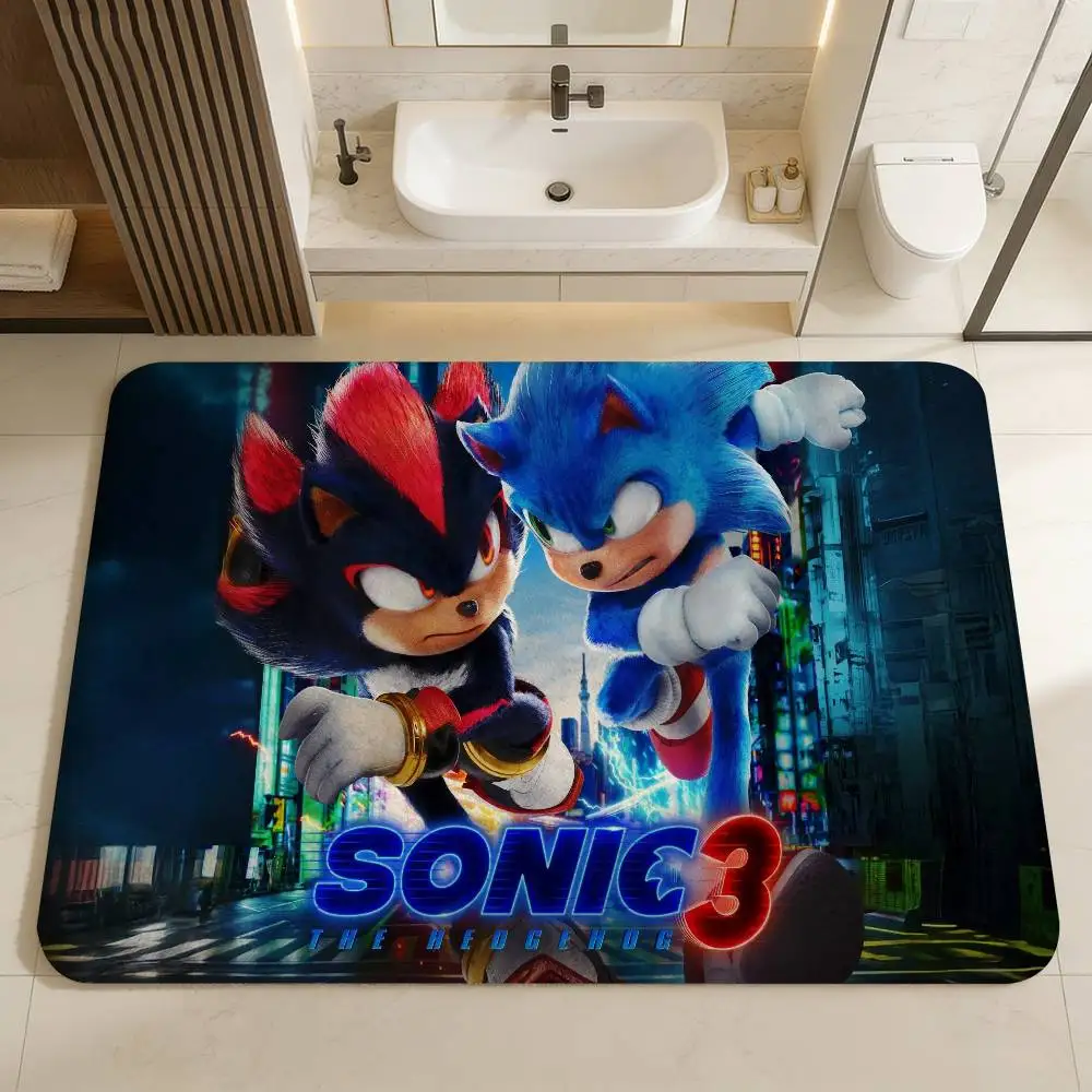 S-Sonic the Hedgehog Cartoon Floor Mat Rectangle Anti-slip Home Soft Badmat Front Door Indoor Outdoor Mat Hotel Decor Mat