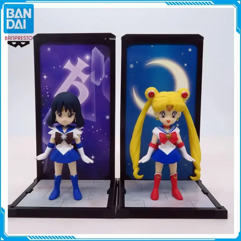 

Original BANDAI Anime SAILOR MOON Tsukino Usagi Meiou Setsuna Sailor Saturn Action Figure Q Version Model Collectible Kid Gifts