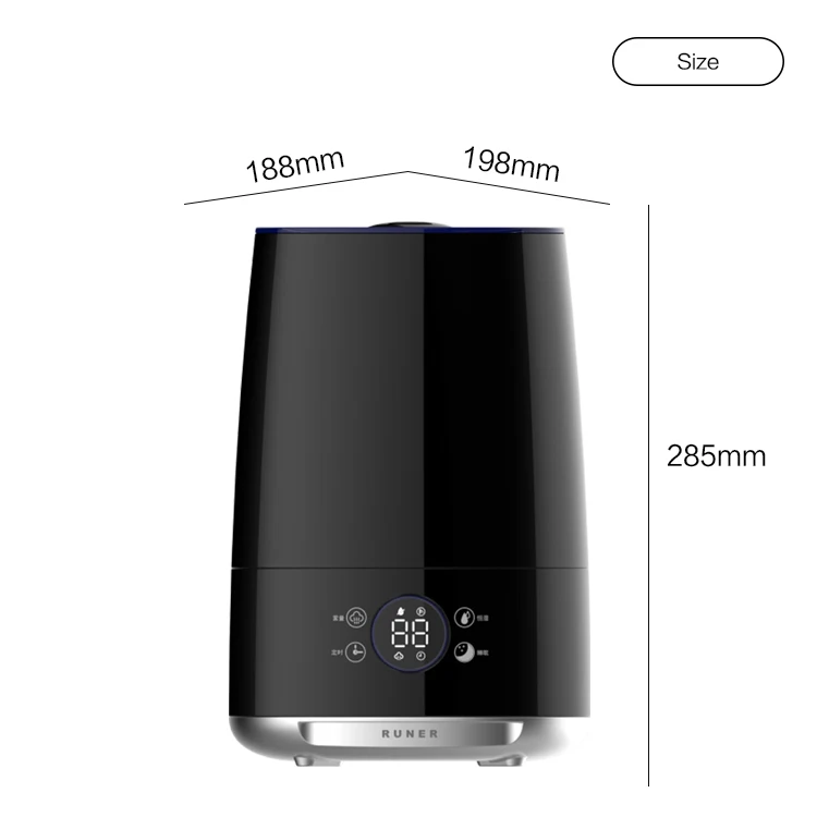 RUNAL 4L Top Fill Water Big Large Capacity Cool Mist Smart Ultrasonic Air Humidifier With Tuya Wifi App for Home Room Bedroom