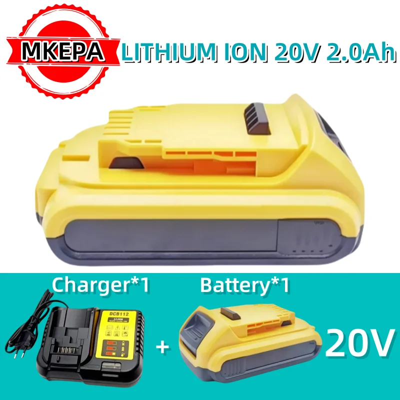 20V 2000mAh Li ion Battery Replacement for 18V 20Volt lpega Max Lithium Ion Batteries DCB206 DCB205 DCB204 DCB200Power Tools