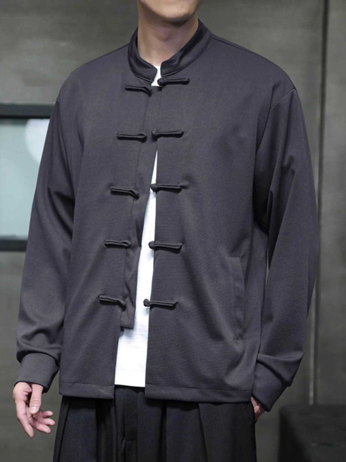 

New Chinese Sle Men's Jaet Spring Autumn Faion Retro Button Modified Hanfu Tang Costume Jaet Trendy Men's Clothing