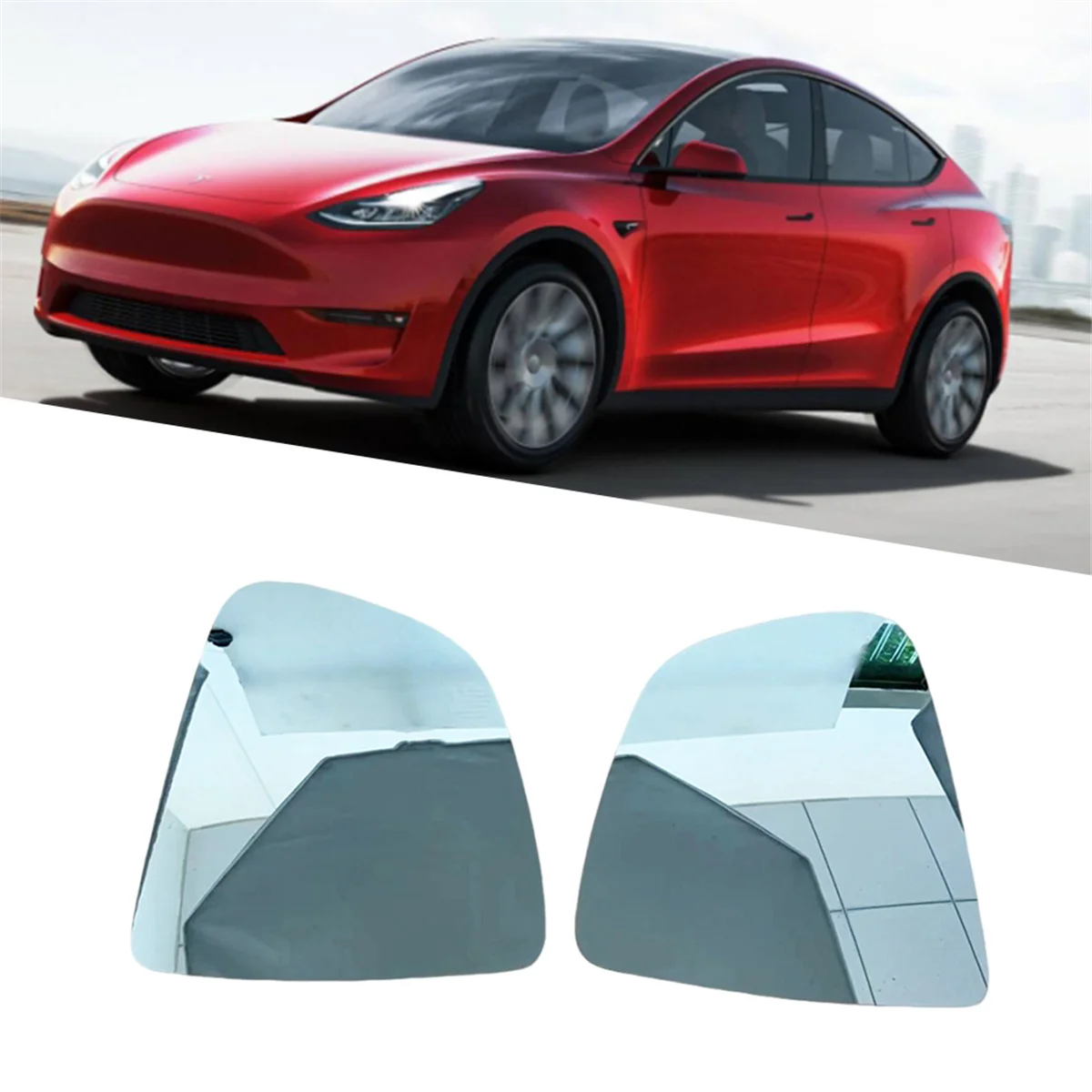 1 Pair Car Front Heated Side Door Wing Rear View Blue Mirror Lens Glass for Tesla Model Y