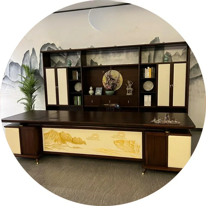 Customizable Chinese boss table Ebony high-grade class table Ebony all solid wood