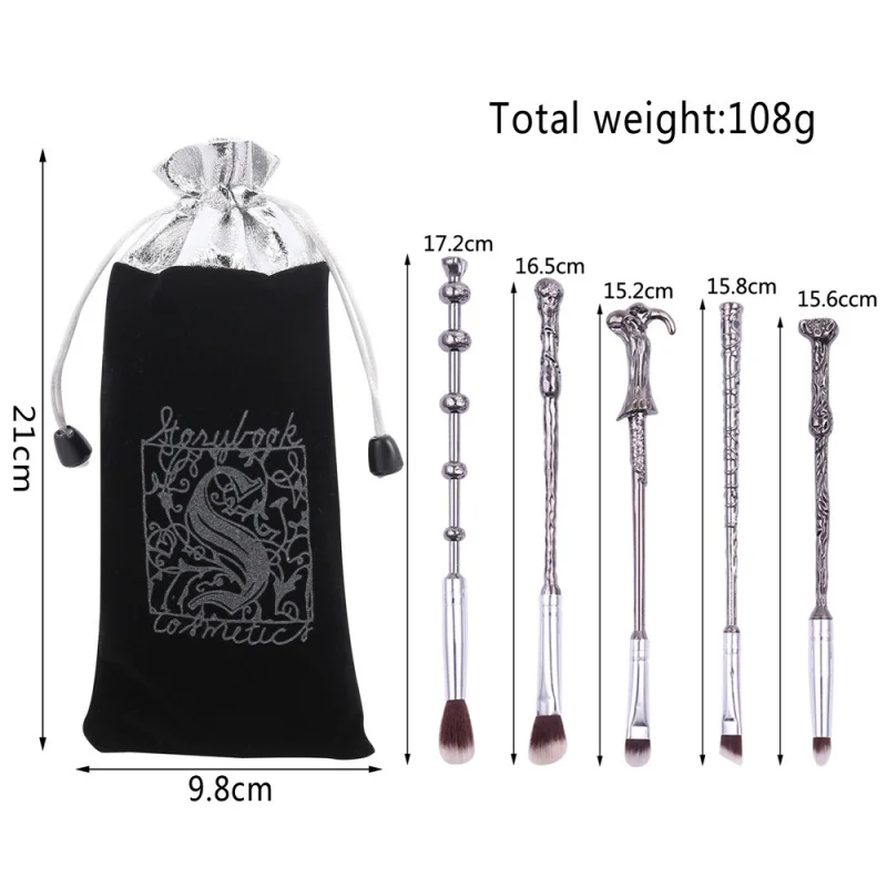 Harry Potter-Juego de brochas de maquillaje con varilla de Metal, varita de Metal creativa de dibujos animados, brocha para sombra de ojos, brocha para polvo, serie Dumbledore, varita mágica