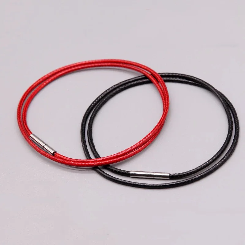 1/1.5/2/3mm colar de couro preto cabo cera corda corrente conector de aço inoxidável fivela fecho para homens mulheres diy colar fazendo