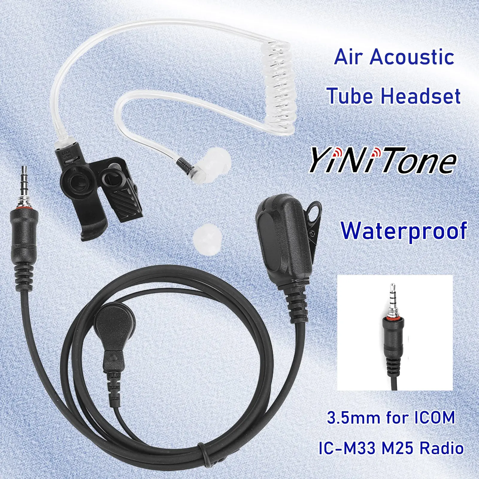

In-ear Air Acoustic Tube Headset 3.5mm plug for ICOM IC-M33 M25 Radio Walkie Talkie noise reduction IP54 Waterproof Earpiece