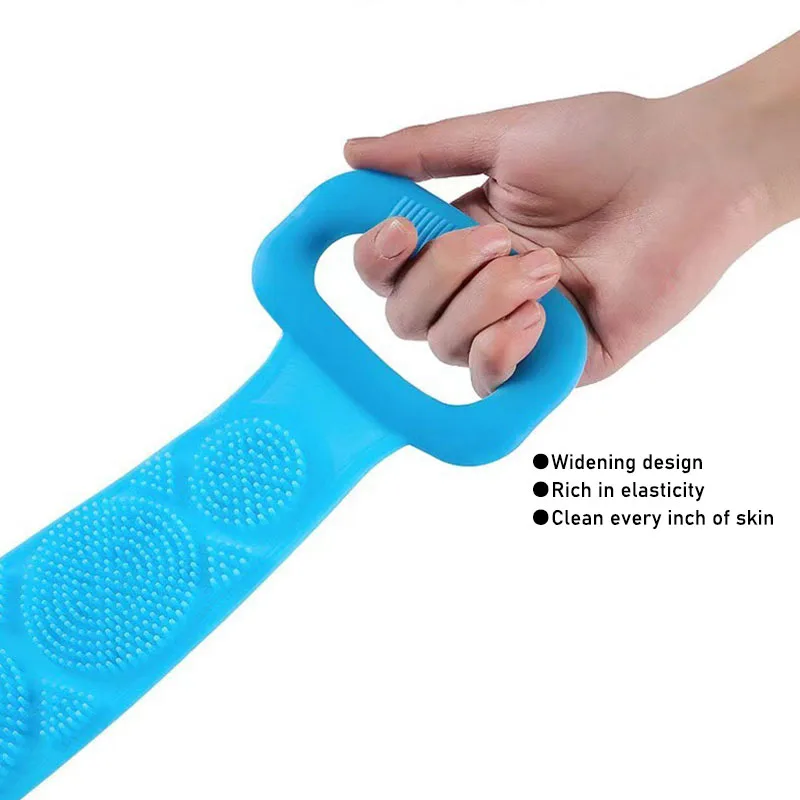 1 pz spugna per il corpo spazzole in Silicone asciugamani da bagno Scrubber sfregamento Peeling per la schiena massaggio cintura doccia spazzole per la pulizia della pelle estese