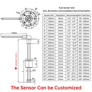 Wasserstandsmesssensor, 100 mm ~ 1000 mm 0 ~ 190 240 ~ 33 Ohm, Meeresboot, Yacht, Auto, Öl, Flüssigkeitstank, Kraftstoffabsendungssensoren 8 Hauptverkaufs -Tachometer 100mm Auto - №4
