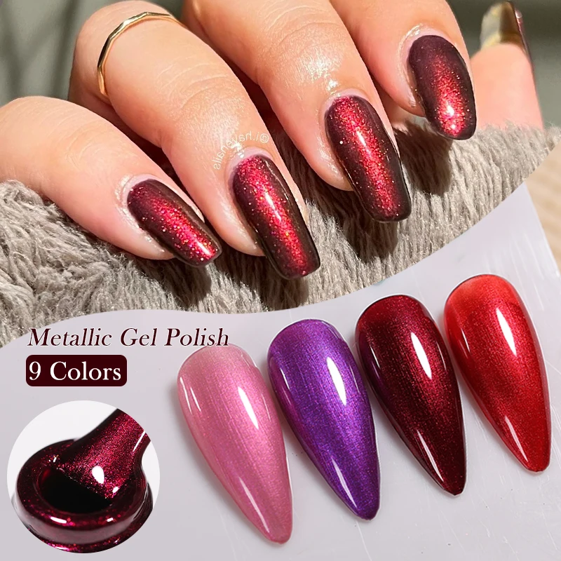 LILYCUTE 9 TEILE/SATZ Metallic Gel Nagellack Set Chrom Effekt Soak Off UV Gel Lack Semi Permanent Weihnachten Nail art Maniküre