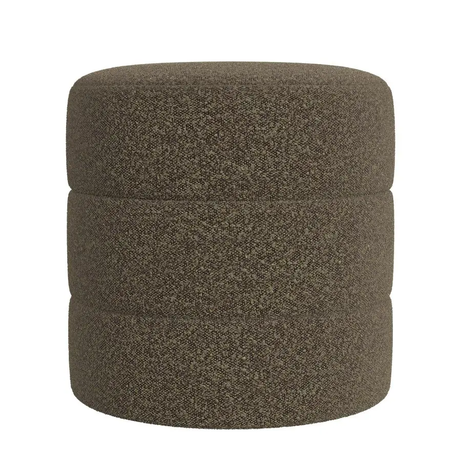 

Upholstered Round Ottoman No Lid, Seat Only Home Decor Round Pouf Foot Rest Dark Brown Boucle