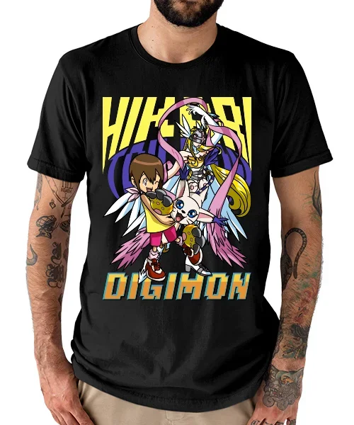 Camiseta unisex Digimon Hikari y Gatomon Tailmon Cotton anime T-shirt