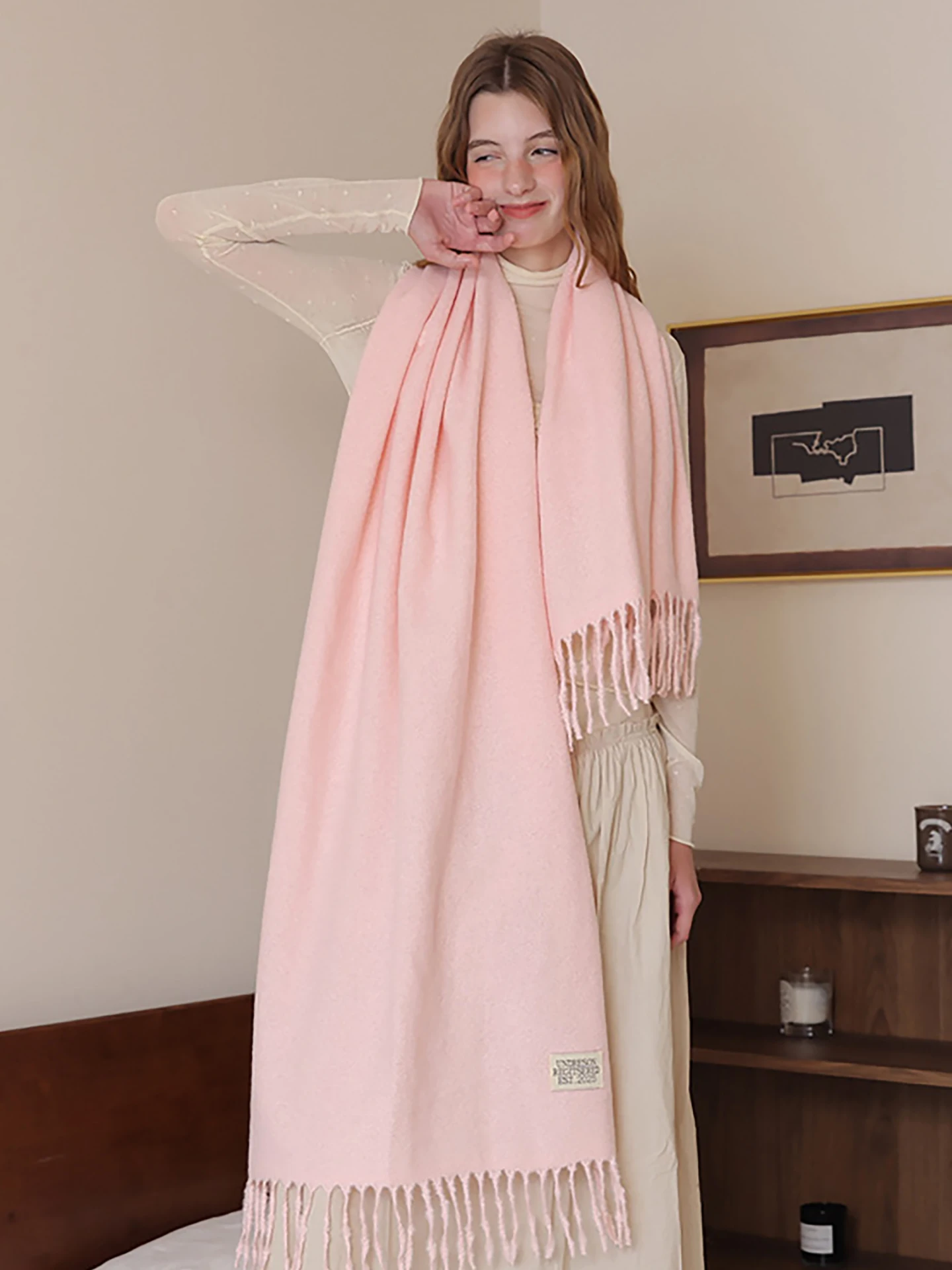 

Blue scarf women's autumn and winter Korean versatile atmosphere warm boys scarf shawl dual-purpose couple scarf