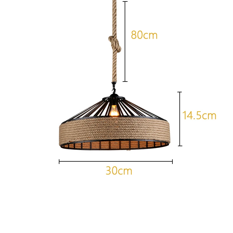 Klassieke henneptouw hanger hanglamp glans voor plafondkroonluchter Klassiek retro antiek industrieel ijzer eetkamerlicht