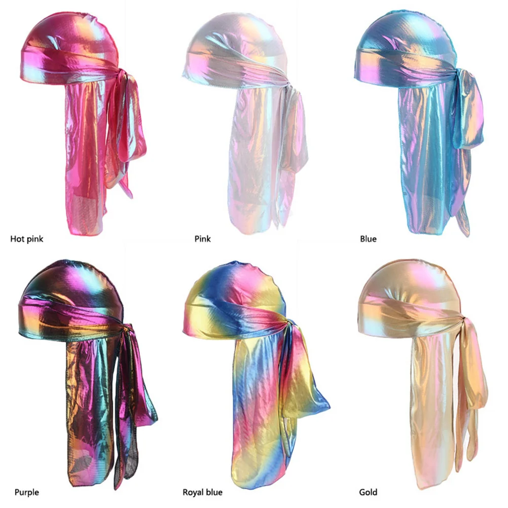 

Silk Tail Scarves Long Turban Headscarf Women Soft Elastic Material Long Turban For Women Reflective Color One Size Fits All