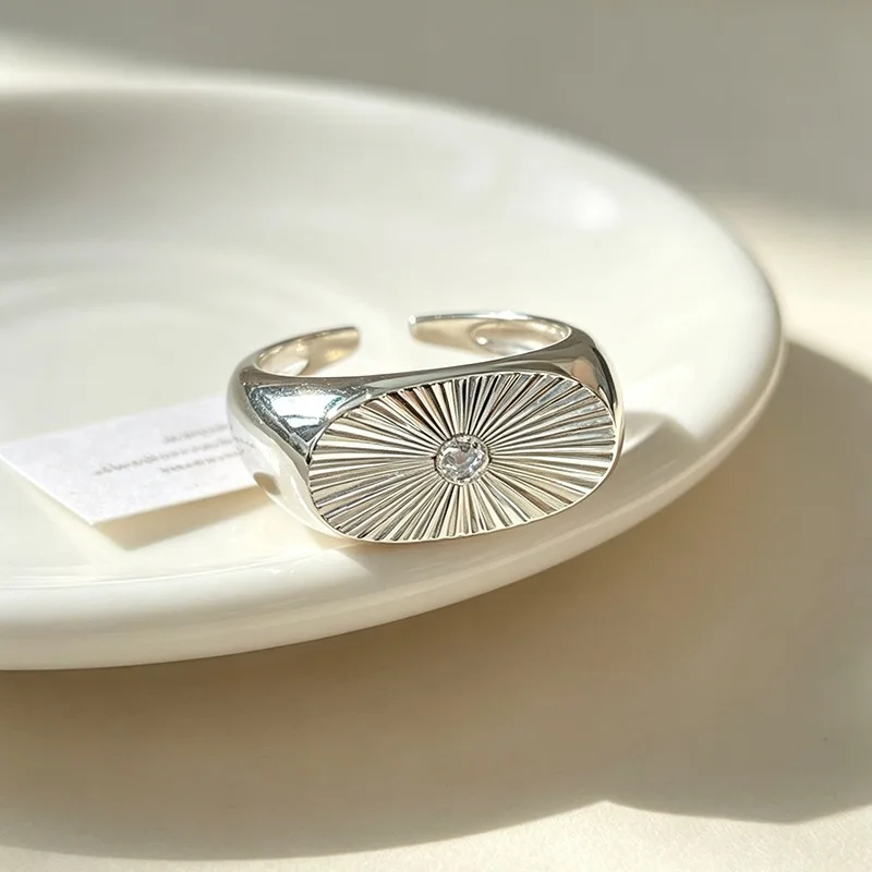 GANPUP Vintage Silberfarbener Geometrischer Offener Ring für Damen, Modischer Verstellbarer Ring, Schmuckgeschenk für Partys – Detail 5
