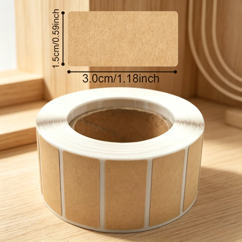 1 Roll 800Pcs Kraft Self Adhesive Labels Anti Smudge Writing Tag For Package Warehouse Item Classification