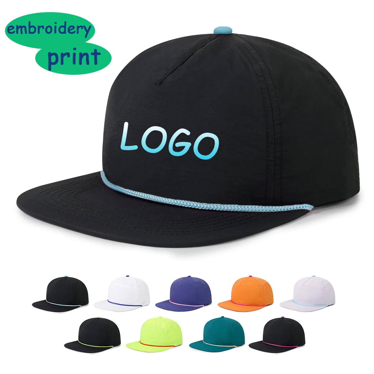 Custom Logo Color Strap Men Fashion Waterproof Baseball Cap Adjustable Causal Lady's Trucker Cap Retro 5-panel Quick-drying Hats