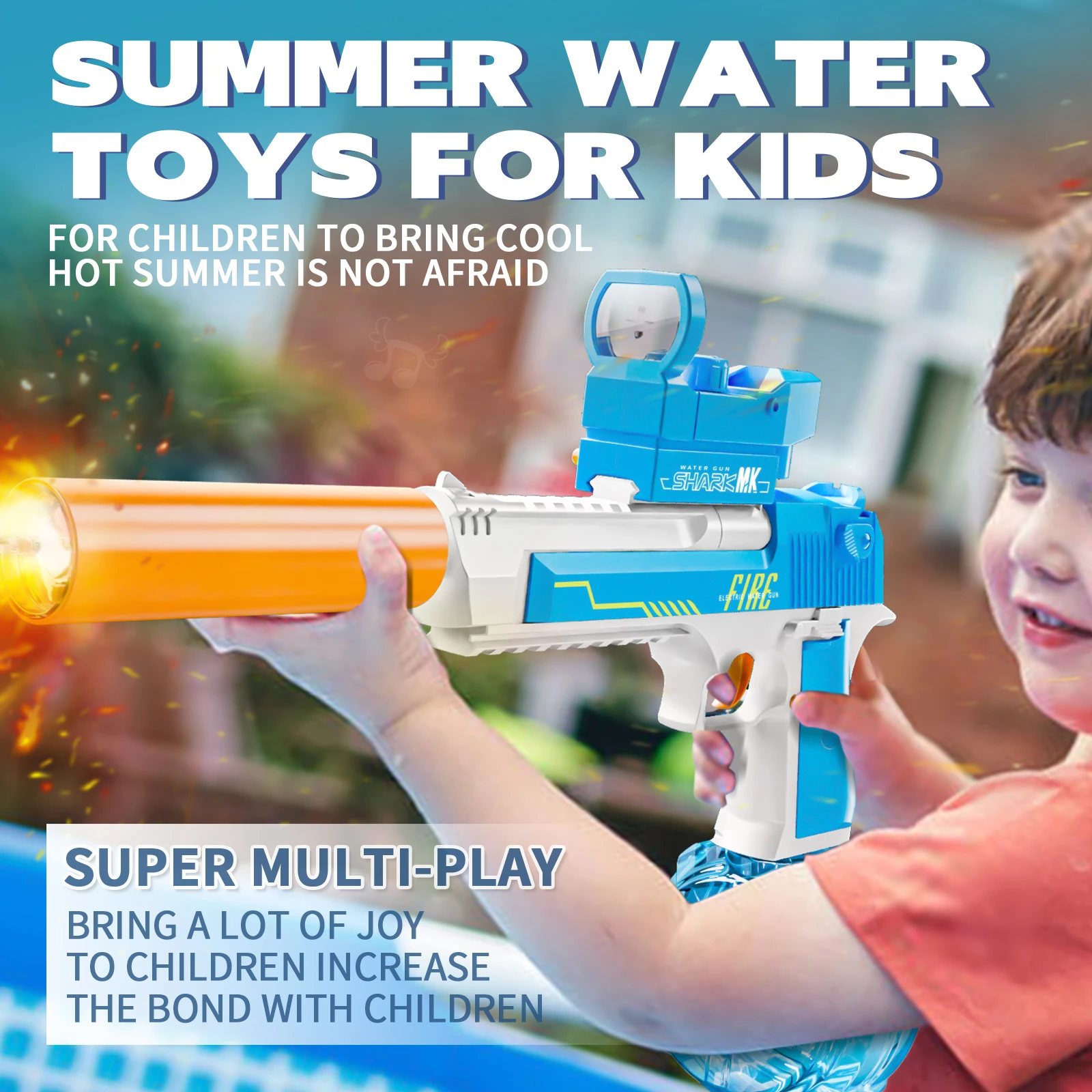 Pistola ad acqua elettrica per adulti e bambini, potente pistola automatica per schizzi, grande capacità, giocattolo da spiaggia per tiro a lunga distanza