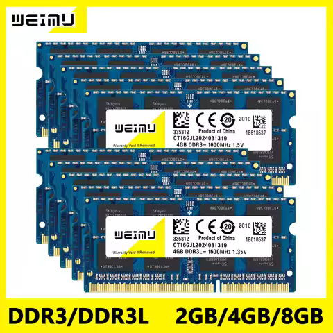 10Pcs DDR3 DDR3L 2GB 4GB 8GB Laptop Memory Ram PC3 1.5V 1333 1600 1866Mhz PC3L 1.35V 8500 10600 12800 Non-Ecc Sodimm Memoria Ram