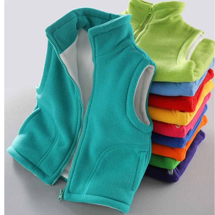 Girls Boys Polar fleece Vests Children\'s Sleeveless Double-layer Thermal Jacket Kids Waistcoat Boy\'s Autumn Winter Outerwear