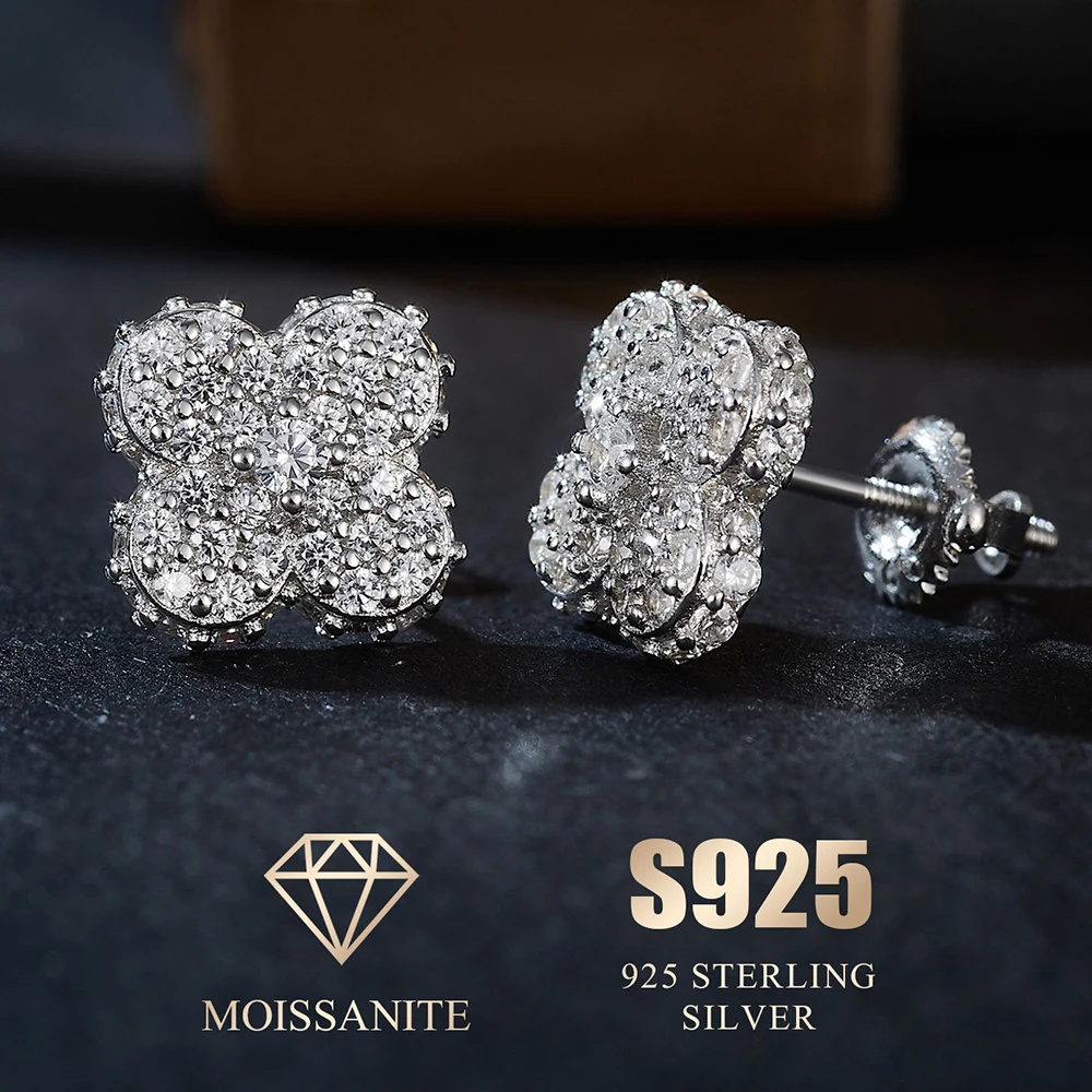 

Flower Earring Four-Leaf Clover Stud Earrings Moissanite Earrings Women with Gra Certificate 2025
