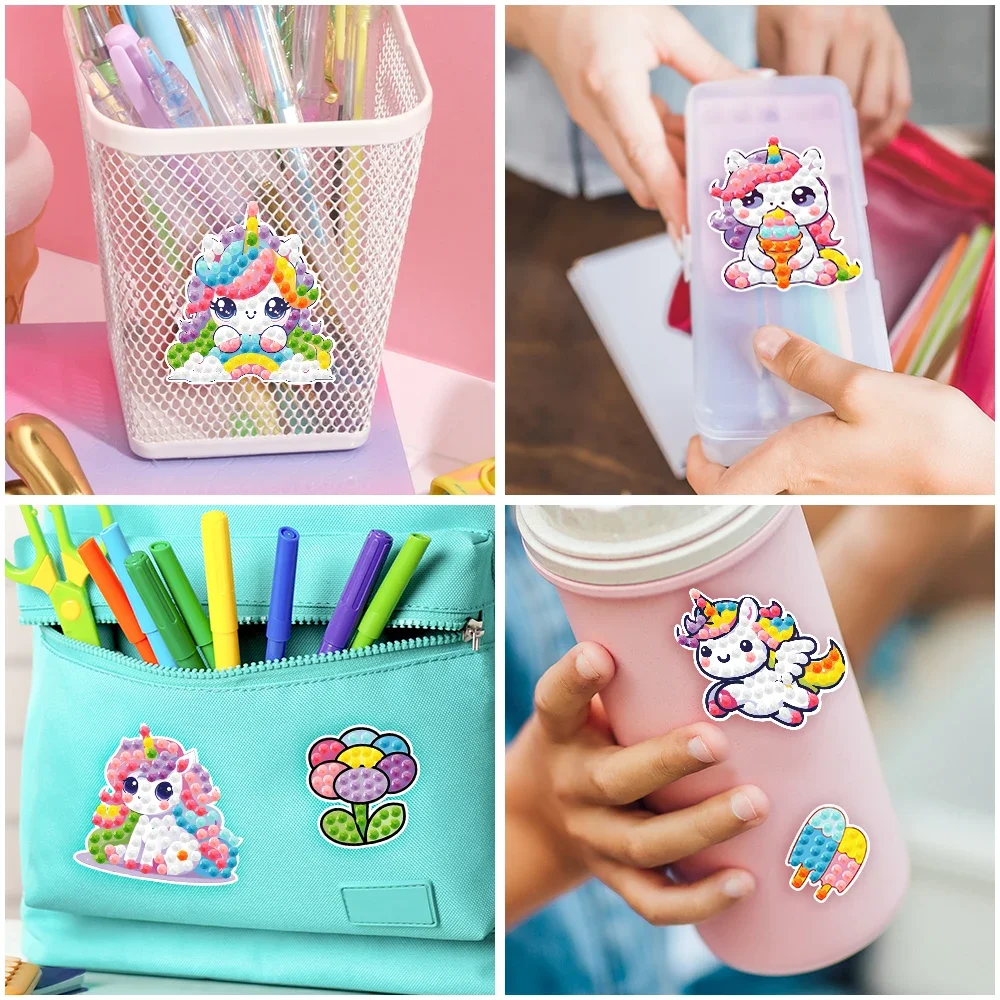 Pegatinas de pintura de diamantes para niños, juego de pegatinas de mosaico de animales de dibujos animados, regalos hechos a mano, manualidades para niños