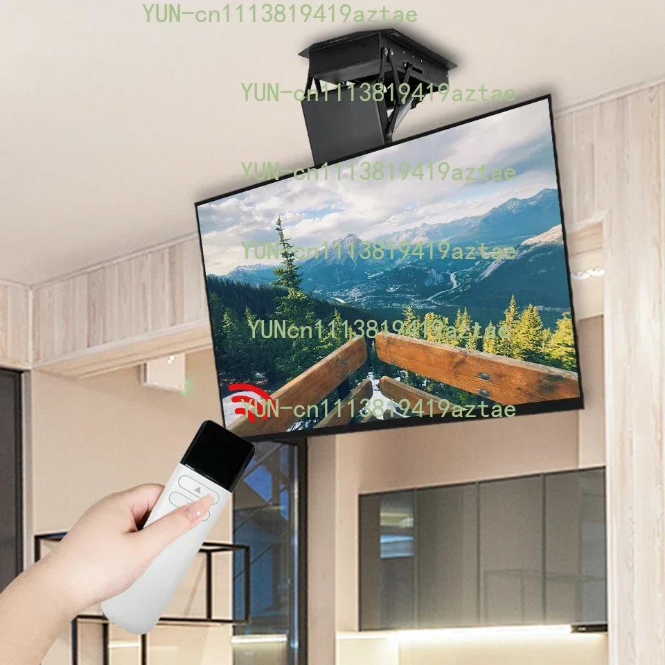 Motorized Flip Down Ceiling TV Mount Remote Electric Pitched Roof Bracket for 32-75 Inch Flat Screen TV