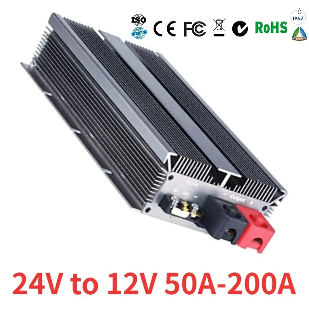 24 Volt to 12 Volt 50A-200A Step Down Converter Voltage Regulator DC/DC Buck Transformer Power Supply 24V to 12V CE Waterproof