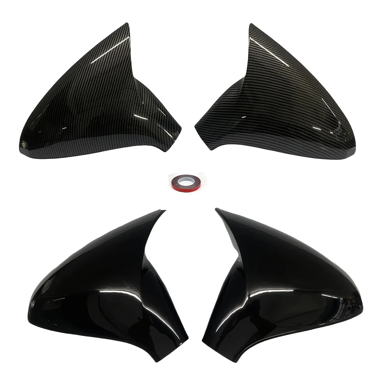 Gloss Black/Carbon Add-on Rearview Side Mirror Cover Wing Cap Exterior Door Housing Trim For Peugeot 207 2006-2014 308 2006-2013