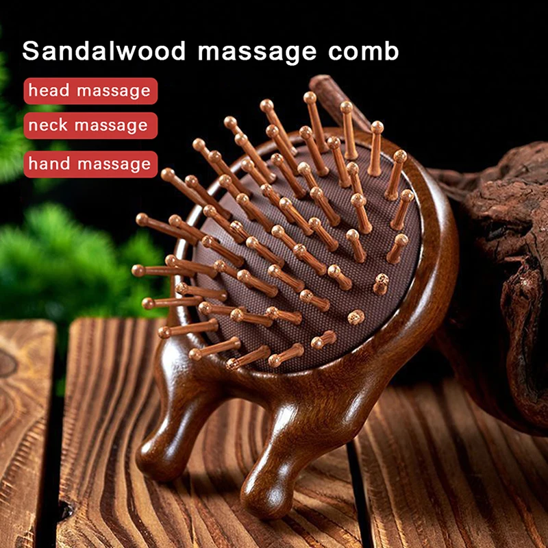 Sandalwood sisir pijat Anti rambut, sisir pijat kantung udara Anti rambut rontok, kepala hidung, sisir kerokan titik akupuntur tangan, pemijat kulit kepala gigi lebar, pereda stres