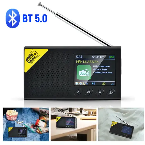 Portable Digital Radio Bluetooth-compatible 5.0 2.4 inch LCD Display DAB/FM Receiver Rechargeable Lightweight Home Radio