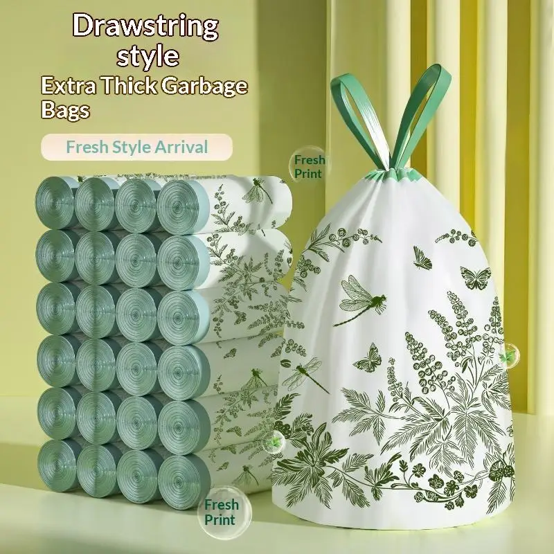 50/100pcs Lavender Scented Drawstring Garbage Bag, Disposable Bag, Suitable For Kitchen, Bedroom, Living Room, And Toilet