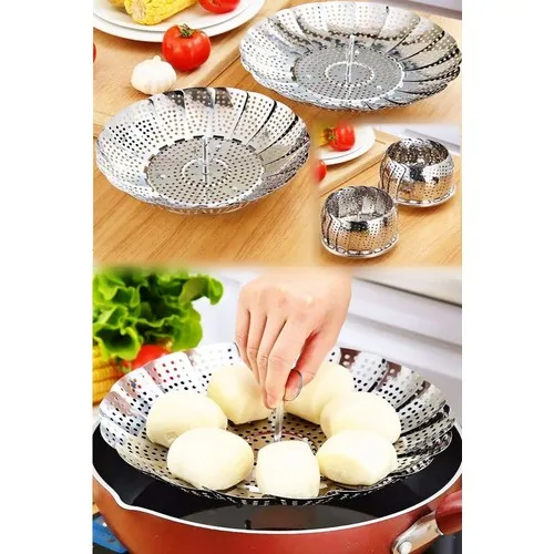 Tilbe Home Vegetable Boiling Basket Stainless Steel Steaming Cooking Strainer Cooker Haşlayıcı Tray