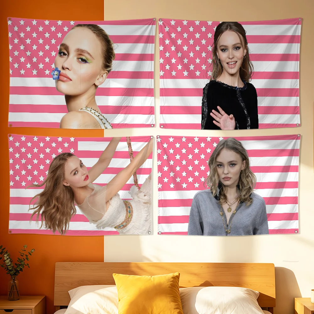 Actor L-Lily-Rose Depp Flag Polyester Printing Banner For Bedroom Living Bar Garden Garage Wall Art Out Door Decoration